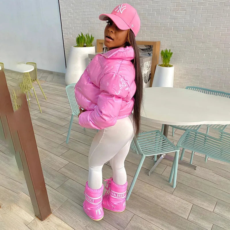 Winter Down Jacket Women 2025 White Color Cropped Puffer Jacket Parka Outwear Thick Bubble Coat Fashion Streetwear Plus Size