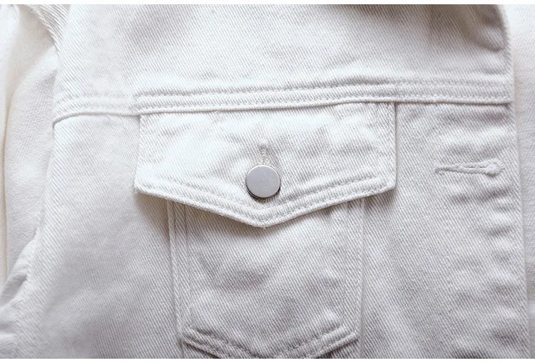 Solid Short Women's Denim Coat Spring Autumn Female Loose Jeans Jacket Purple Student Casual Outwear White Pink Yellow Red Black
