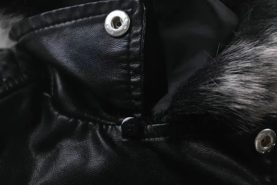 2026 Hot Fashion Women New Winter Warm Faux Leather Jackets with Fur Collar Belt Ladies Thick Black Moto & Biker Outerwear Coats