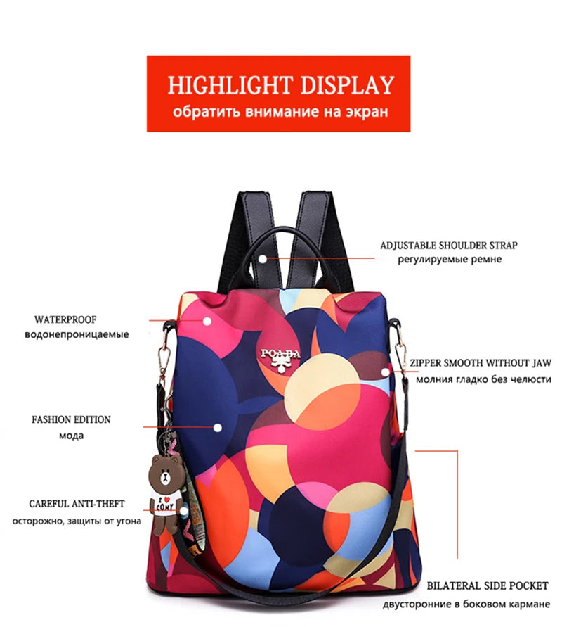 NEW Fashion Anti Theft Women Backpack Durable Fabric Oxford School Bag Pretty Style Girls School Backpack Female Travel Backpack