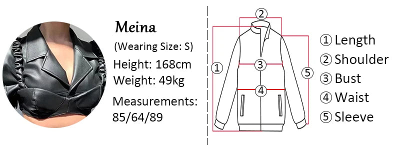 Lautaro Spring Autumn Short Black Light Faux Leather Jacket Women Long Sleeve Lapel Runway Stylish Sexy Fashion 2021 Cropped Top