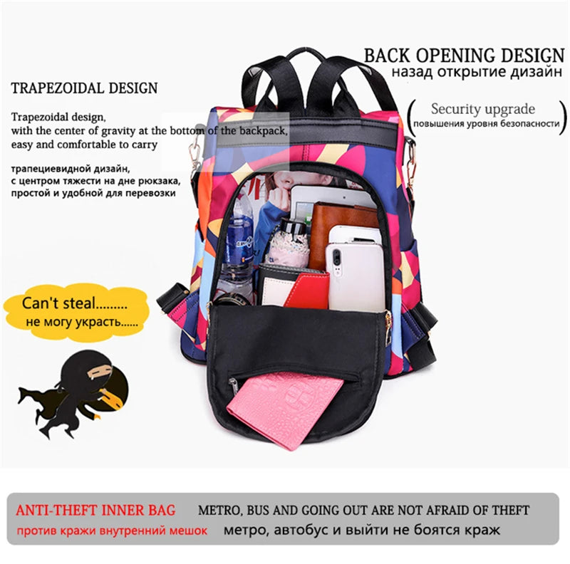 NEW Fashion Anti Theft Women Backpack Durable Fabric Oxford School Bag Pretty Style Girls School Backpack Female Travel Backpack