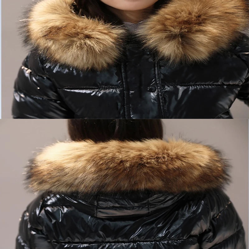 Big Fur Autumn Jacket Woman Puffer Parkas New 2024 Fashion Green Coat Female Waterproof Winter Hooded Jacket Short Down Parkas