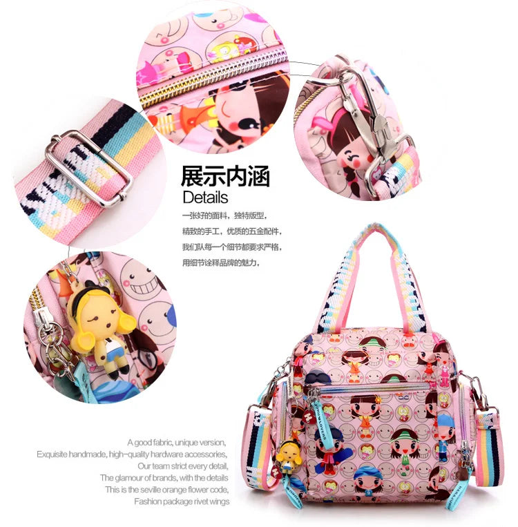 Mother bag New+Harajuku Doll key chain waterproof nylon handbag ladies bag one shoulder cartoon cross-body bags Handbags