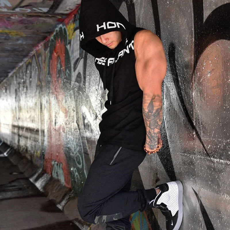 Men Tank Tops Gym Clothing Fitness Sleeveless Hoodies Vests Cotton Singlets Men Joggers Vest Bodybuilding Casual Clothing