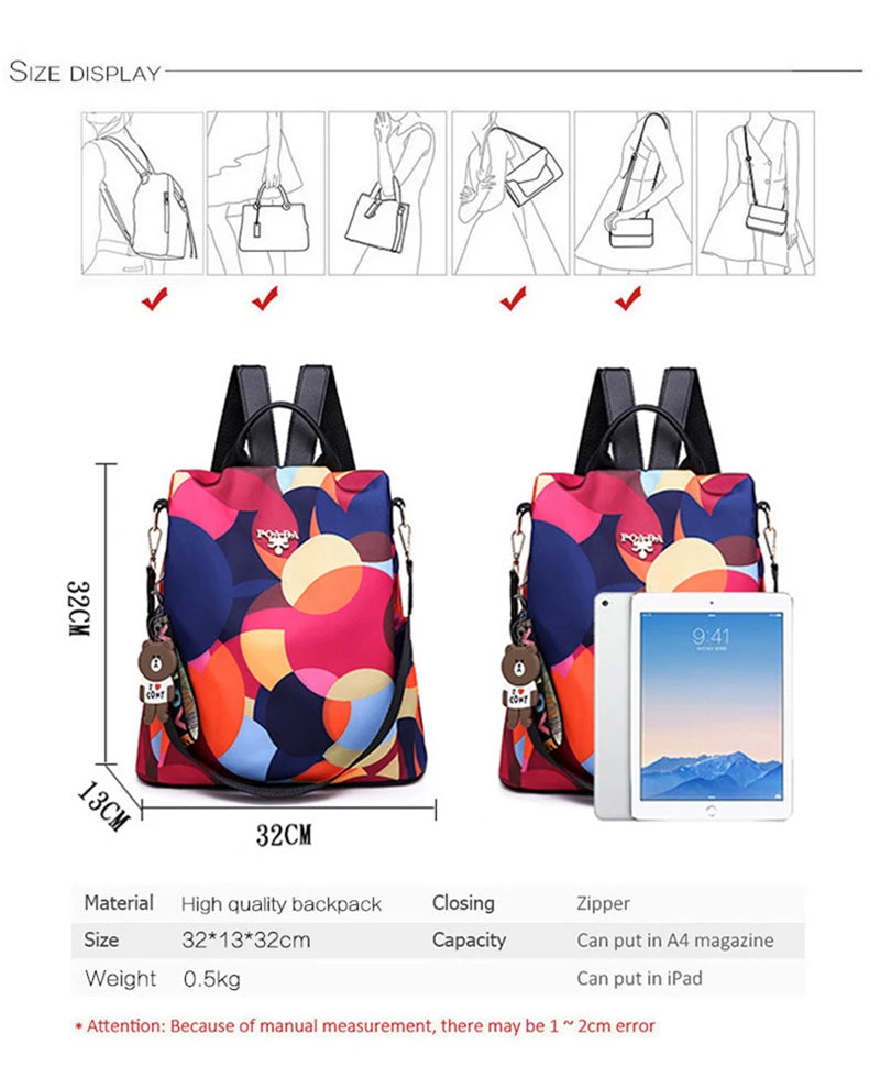 NEW Fashion Anti Theft Women Backpack Durable Fabric Oxford School Bag Pretty Style Girls School Backpack Female Travel Backpack