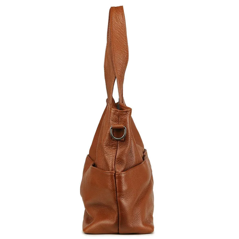 Nesitu High Quality Casual Large Black Brown Genuine Leather A4 Women Handbags Female Totes Lady Shoulder Messenger Bags M07175