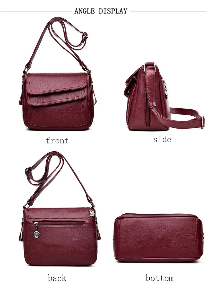 Hot Women Leather Messenger Bag Luxury Handbags Designer High Quality Female Vintage Crossbody Bags For Women Flap Shoulder Bags