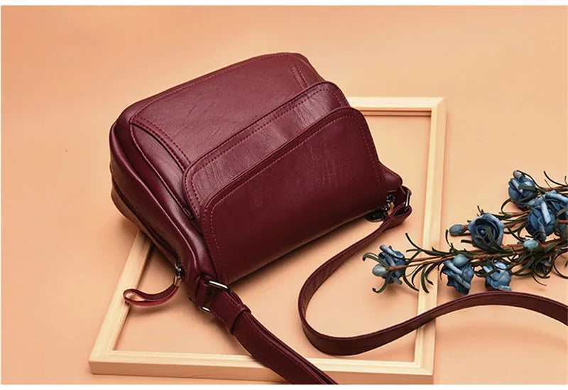 Hot Women Leather Messenger Bag Luxury Handbags Designer High Quality Female Vintage Crossbody Bags For Women Flap Shoulder Bags