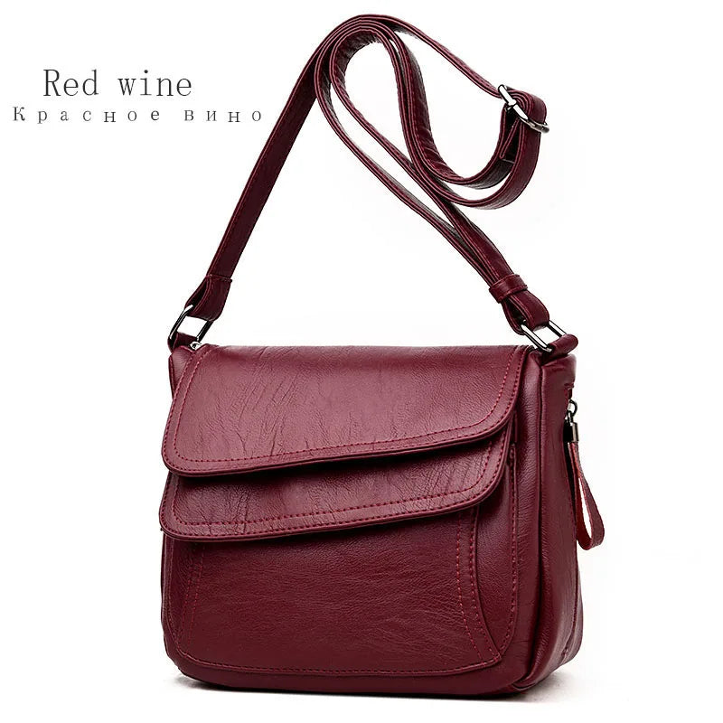 Hot Women Leather Messenger Bag Luxury Handbags Designer High Quality Female Vintage Crossbody Bags For Women Flap Shoulder Bags
