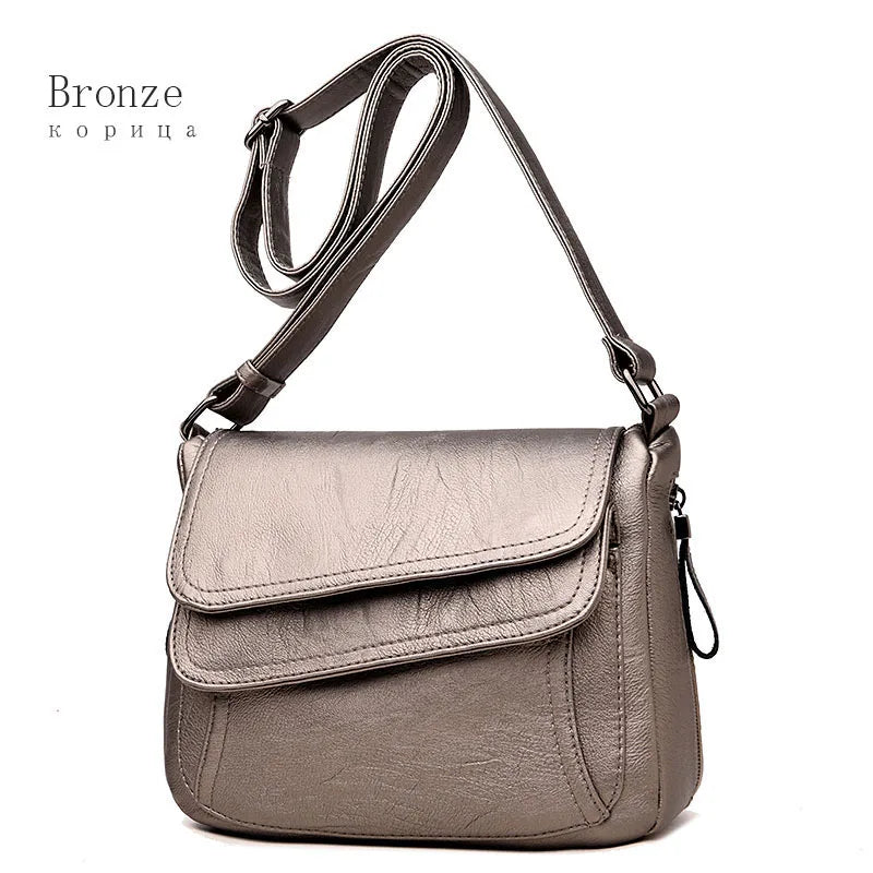 Hot Women Leather Messenger Bag Luxury Handbags Designer High Quality Female Vintage Crossbody Bags For Women Flap Shoulder Bags