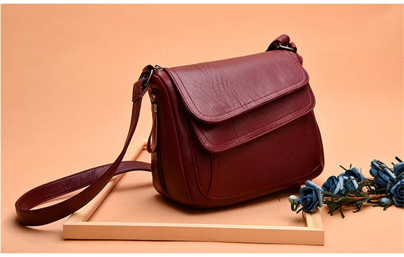 Hot Women Leather Messenger Bag Luxury Handbags Designer High Quality Female Vintage Crossbody Bags For Women Flap Shoulder Bags