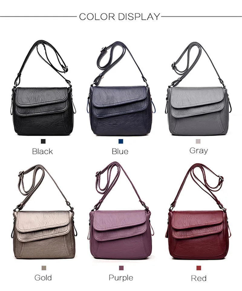 Hot Women Leather Messenger Bag Luxury Handbags Designer High Quality Female Vintage Crossbody Bags For Women Flap Shoulder Bags