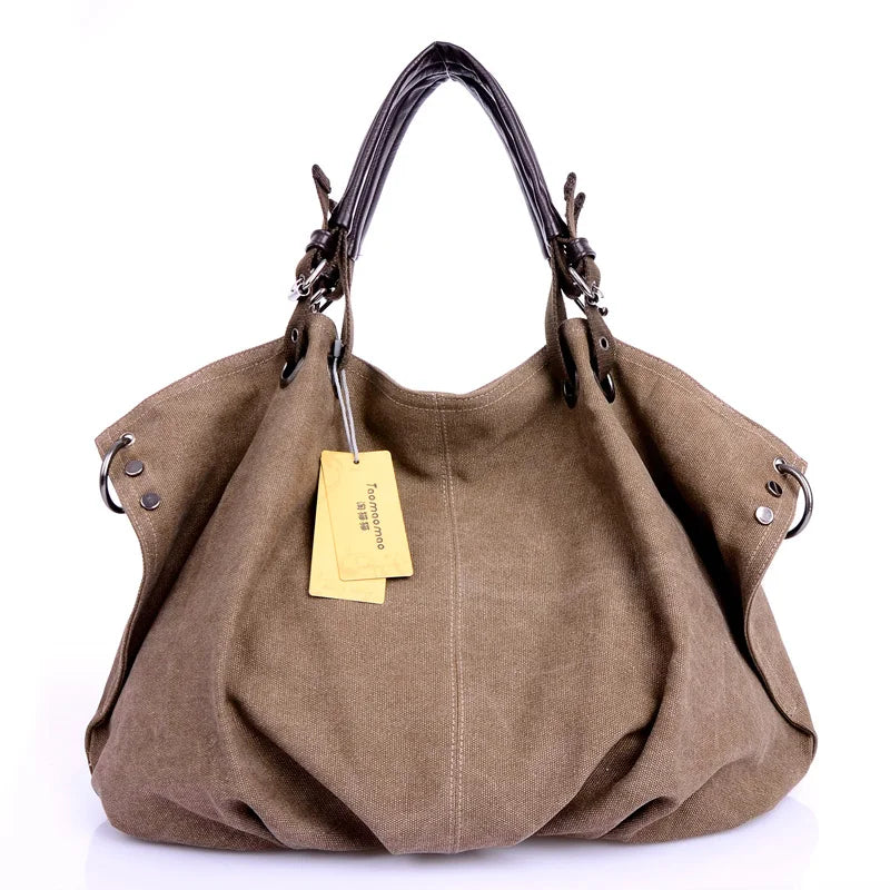Women's Large Capacity Canvas Messenger Bag Fashion Casual Solid Crossbody Shoulder Tote Handbag Designer Female