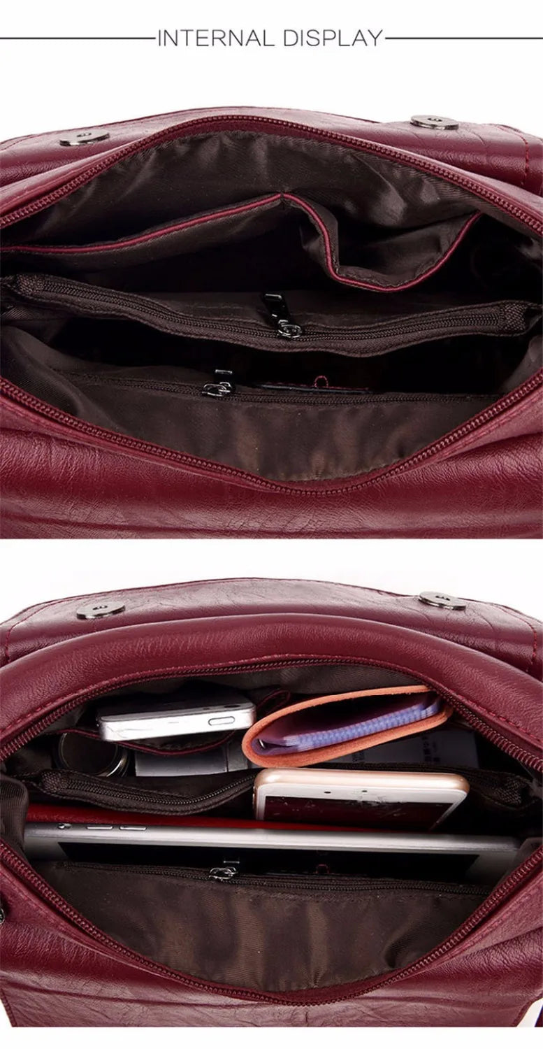 Hot Women Leather Messenger Bag Luxury Handbags Designer High Quality Female Vintage Crossbody Bags For Women Flap Shoulder Bags