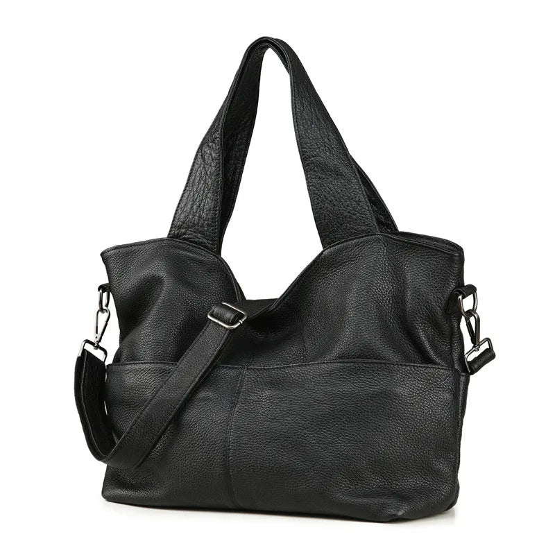 Nesitu High Quality Casual Large Black Brown Genuine Leather A4 Women Handbags Female Totes Lady Shoulder Messenger Bags M07175