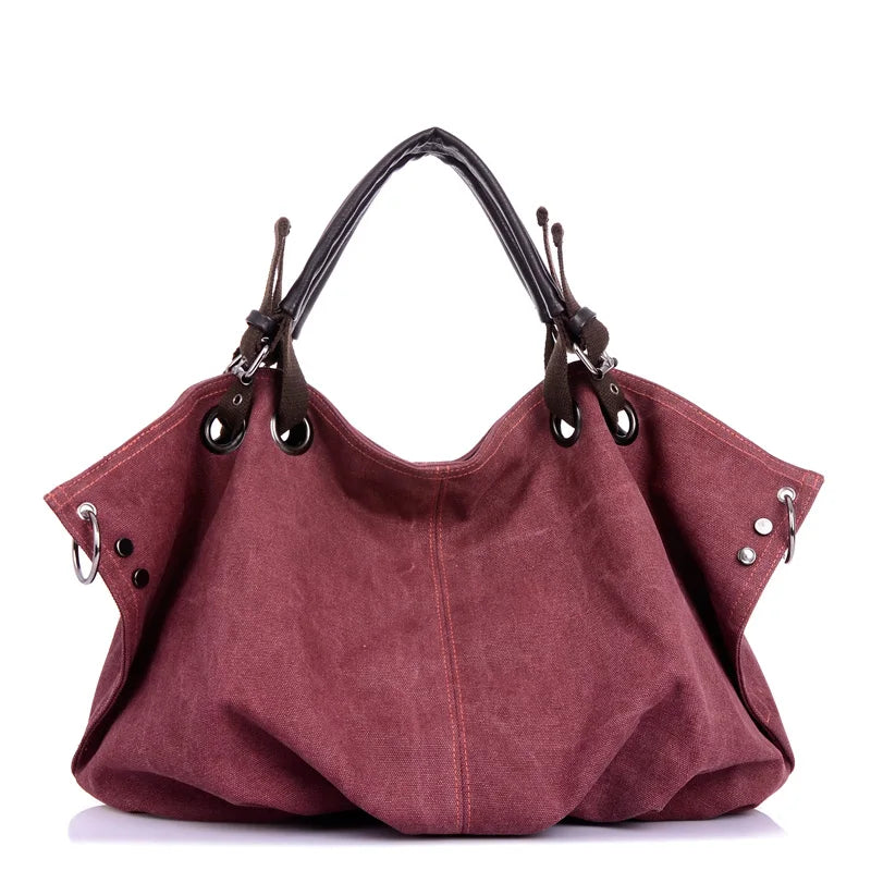 Women's Large Capacity Canvas Messenger Bag Fashion Casual Solid Crossbody Shoulder Tote Handbag Designer Female