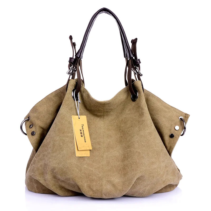 Women's Large Capacity Canvas Messenger Bag Fashion Casual Solid Crossbody Shoulder Tote Handbag Designer Female
