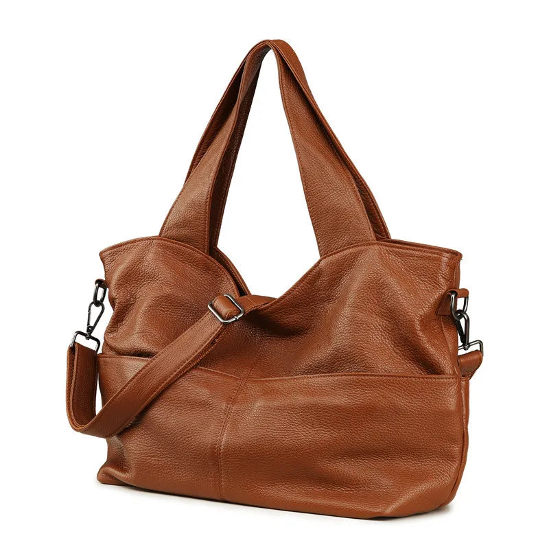 Nesitu High Quality Casual Large Black Brown Genuine Leather A4 Women Handbags Female Totes Lady Shoulder Messenger Bags M07175