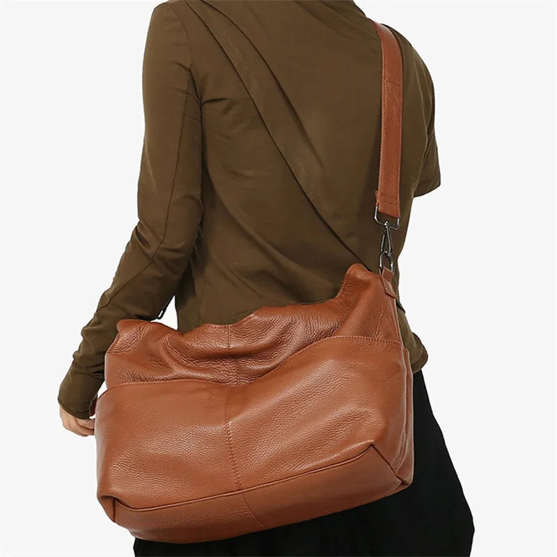 Nesitu High Quality Casual Large Black Brown Genuine Leather A4 Women Handbags Female Totes Lady Shoulder Messenger Bags M07175