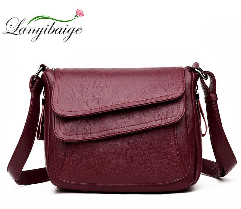 Hot Women Leather Messenger Bag Luxury Handbags Designer High Quality Female Vintage Crossbody Bags For Women Flap Shoulder Bags