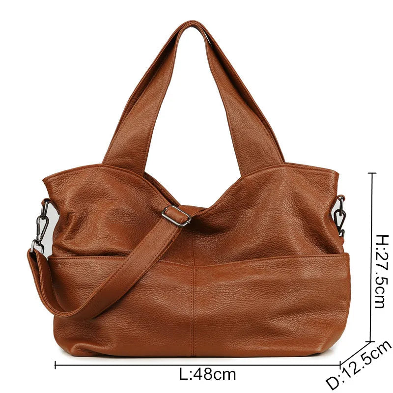 Nesitu High Quality Casual Large Black Brown Genuine Leather A4 Women Handbags Female Totes Lady Shoulder Messenger Bags M07175