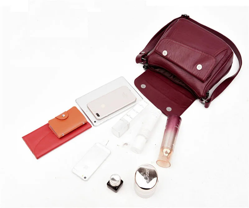 Hot Women Leather Messenger Bag Luxury Handbags Designer High Quality Female Vintage Crossbody Bags For Women Flap Shoulder Bags