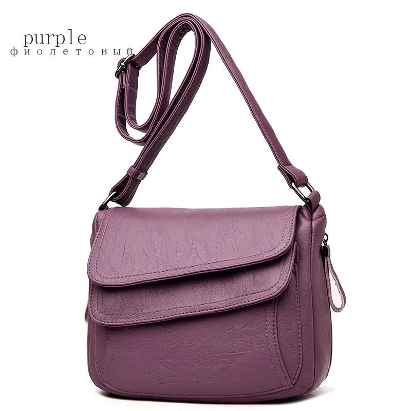 Hot Women Leather Messenger Bag Luxury Handbags Designer High Quality Female Vintage Crossbody Bags For Women Flap Shoulder Bags