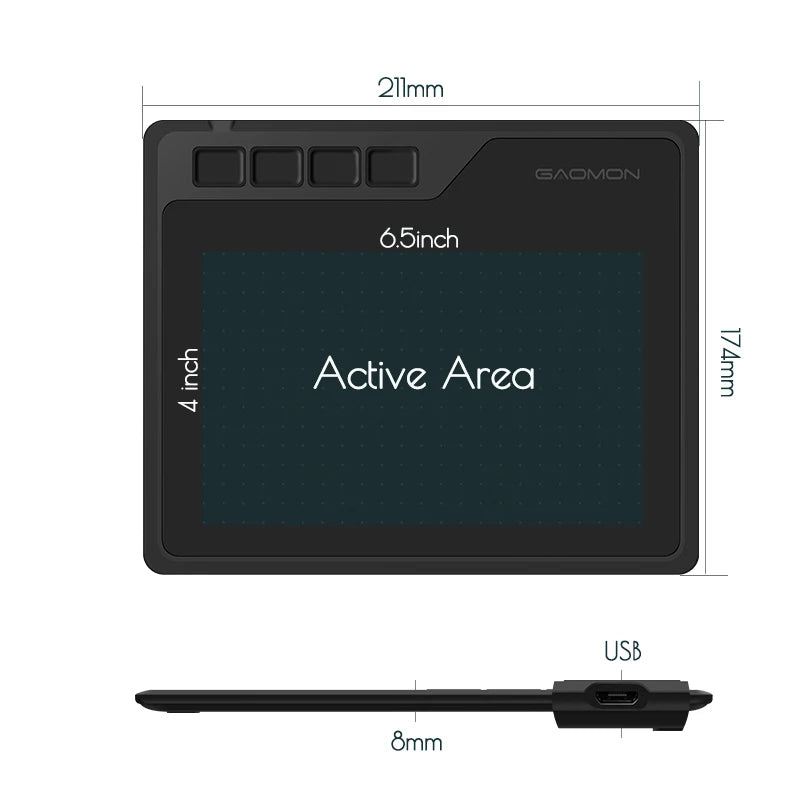 GAOMON S620 Portable Graphics Tablet 6.5x4 Inch Writing Board for Android Easy Connection Small Lightweight for Outdoor Drawing