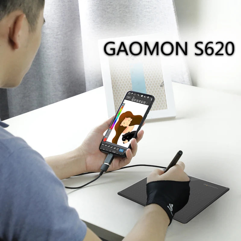 GAOMON S620 Portable Graphics Tablet 6.5x4 Inch Writing Board for Android Easy Connection Small Lightweight for Outdoor Drawing