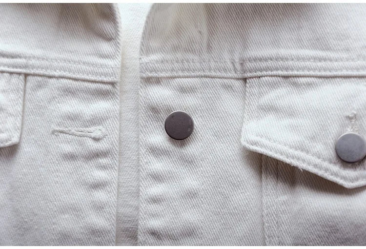 Solid Short Women's Denim Coat Spring Autumn Female Loose Jeans Jacket Purple Student Casual Outwear White Pink Yellow Red Black