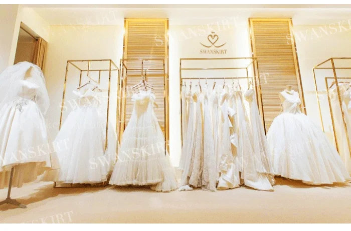 Luxury Sleeveless Wedding Dress Civil Sweetheart A-Line Plus Size Princess Bride Gown SwanSarah P650 Custom Vestido De Novia