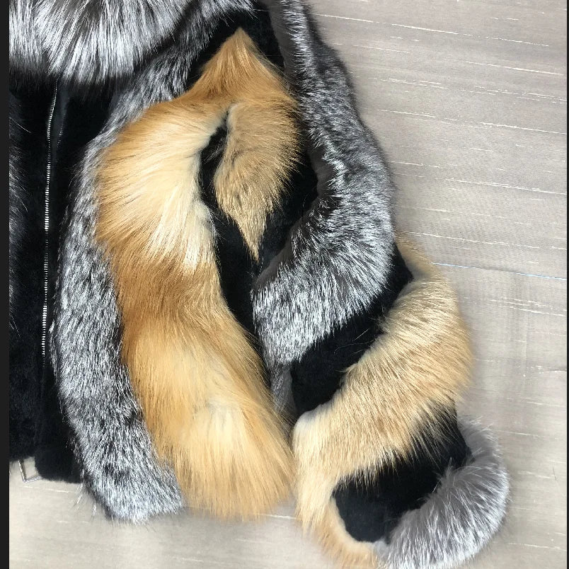 Women's Real Fox Fur Jacket, Warm and Fashionable in Winter