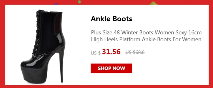 Women's White Ankle Boots Platform Shoes Fashion Buckle High Heels Yellow Black Autumn Winter Short Boot Ladies Large Size 50
