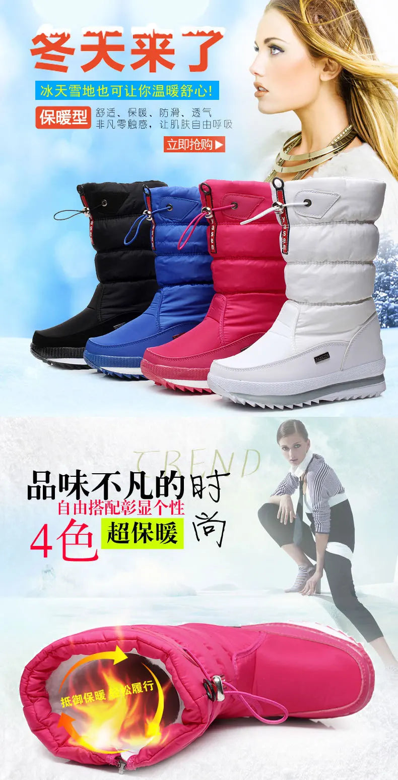 Women Snow Boots Platform Winter Boots Thick Plush Waterproof Non-slip Boots Fashion Women Winter Shoes Warm Fur Botas mujer