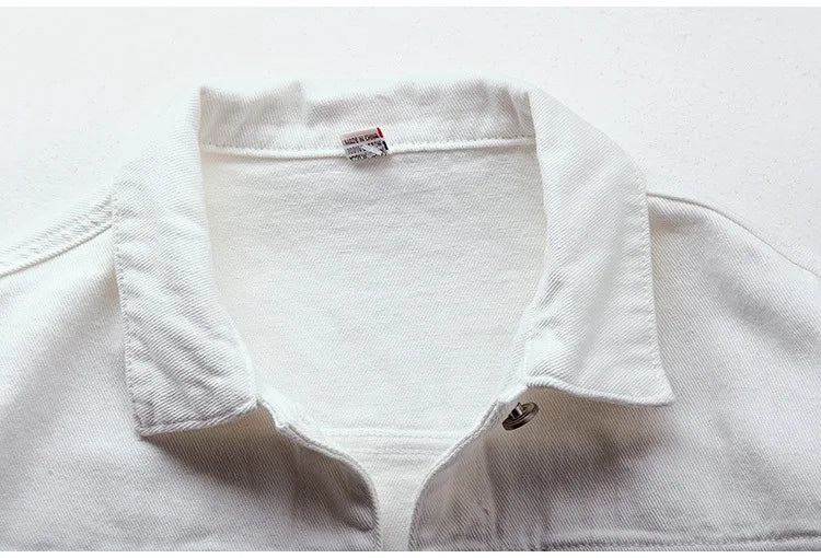 Solid Short Women's Denim Coat Spring Autumn Female Loose Jeans Jacket Purple Student Casual Outwear White Pink Yellow Red Black