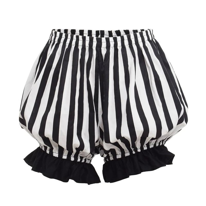 Lolita Bloomers Women Vintage Cosplay Bottoming Pumpkin Striped Shorts