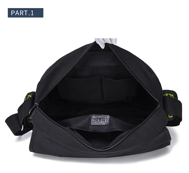 JIEROTYX Outdoors Travelling Bag Human Skeleton Head Noctilucent Women Canvas Single Shoulder Bag Women Package Oblique Satchel