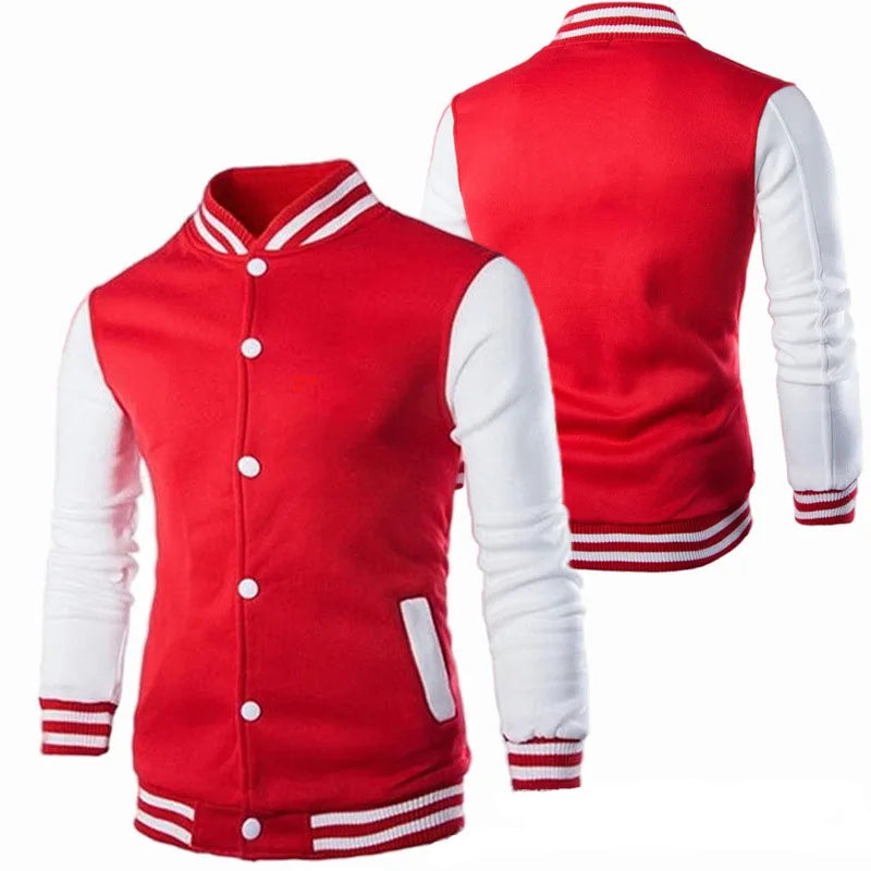 Hoodies Men Baseball Jacket Men Fashion Design Wine Red Mens Slim Fit College Varsity Jacket Men Harajuku Boy Sweatshirt
