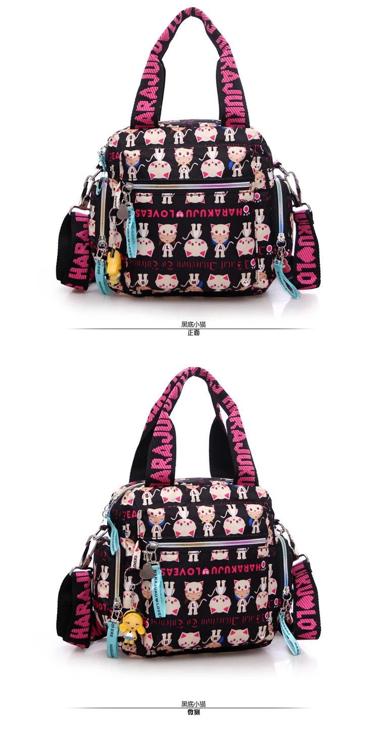 Mother bag New+Harajuku Doll key chain waterproof nylon handbag ladies bag one shoulder cartoon cross-body bags Handbags
