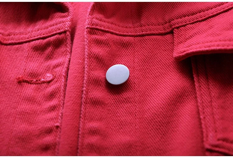 Solid Short Women's Denim Coat Spring Autumn Female Loose Jeans Jacket Purple Student Casual Outwear White Pink Yellow Red Black