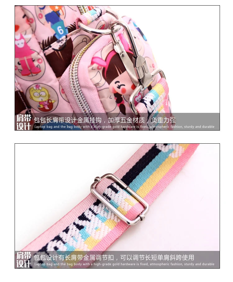 Mother bag New+Harajuku Doll key chain waterproof nylon handbag ladies bag one shoulder cartoon cross-body bags Handbags