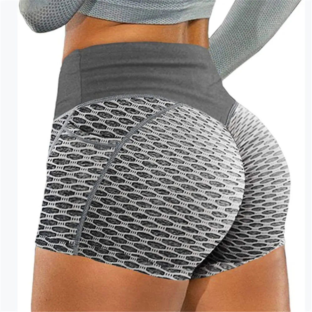 Women Seamless Short Leggings Skinny Fitness High Waist Shorts with Pocket Gym Sport Bubble Butt Push Up Female Summer Leggings