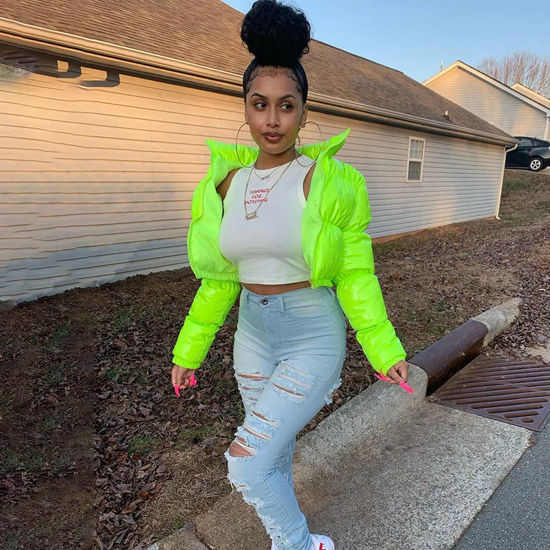 Winter Down Jacket Women 2025 White Color Cropped Puffer Jacket Parka Outwear Thick Bubble Coat Fashion Streetwear Plus Size