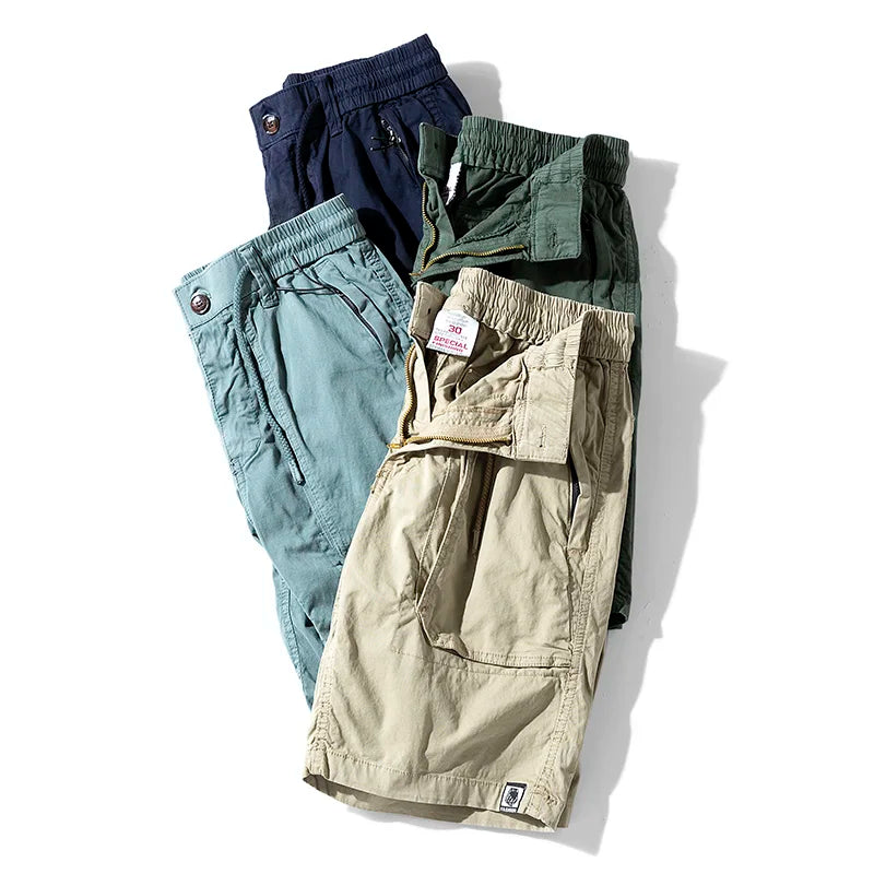Men Summer New Premium Stretch Tactical Cotton Cargo Shorts Men Streetwear Pockets Shorts men Casual Fashion Loose Beach Shorts