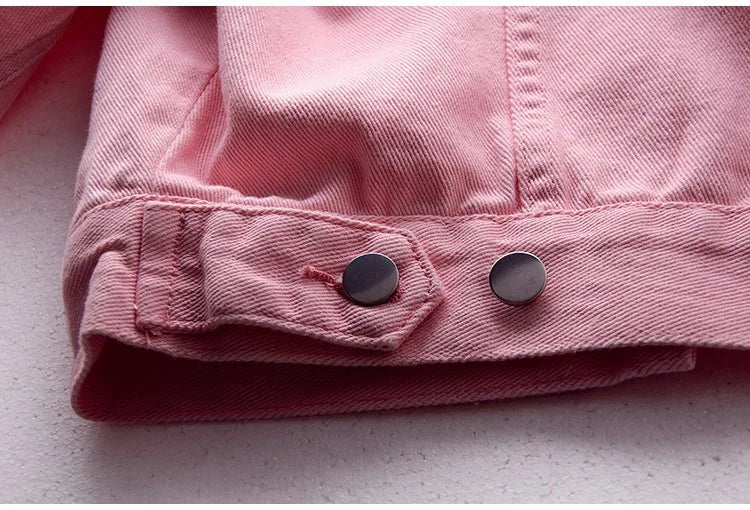 Solid Short Women's Denim Coat Spring Autumn Female Loose Jeans Jacket Purple Student Casual Outwear White Pink Yellow Red Black