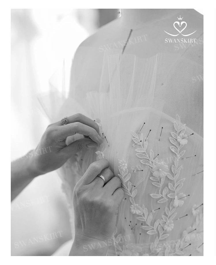 Luxury Sleeveless Wedding Dress Civil Sweetheart A-Line Plus Size Princess Bride Gown SwanSarah P650 Custom Vestido De Novia