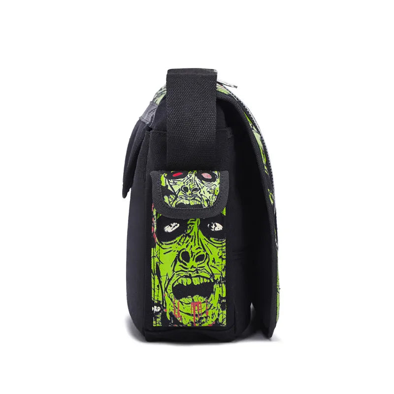 JIEROTYX Outdoors Travelling Bag Human Skeleton Head Noctilucent Women Canvas Single Shoulder Bag Women Package Oblique Satchel