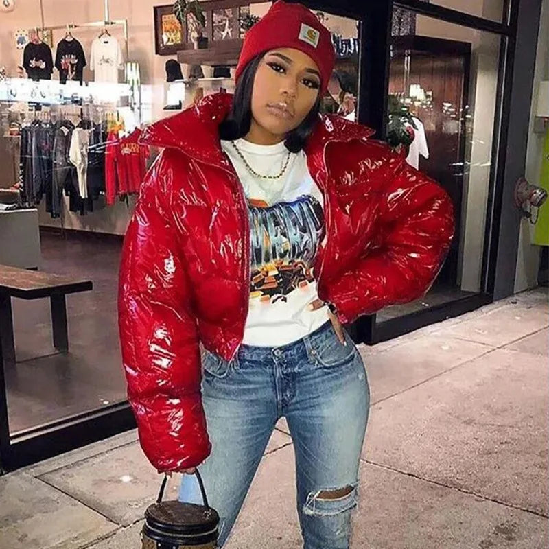 Winter Down Jacket Women 2025 White Color Cropped Puffer Jacket Parka Outwear Thick Bubble Coat Fashion Streetwear Plus Size