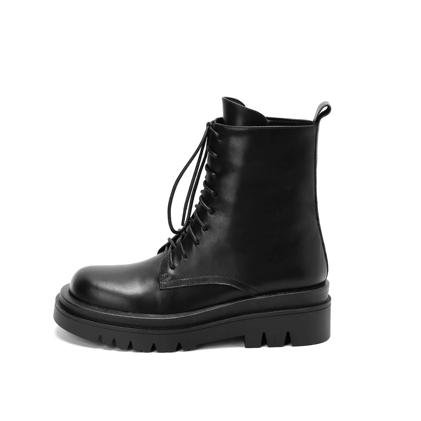 Krazing Pot Wool Winter Keep Warm Snow Boots Full Grain Leather Round Toe High Heels Sheep Fur Lace Up Plus Size Ankle Boots L05